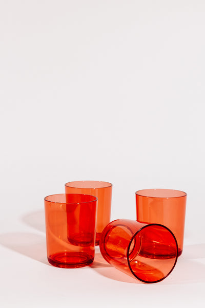 Set of 4 Coral Acrylic Cups