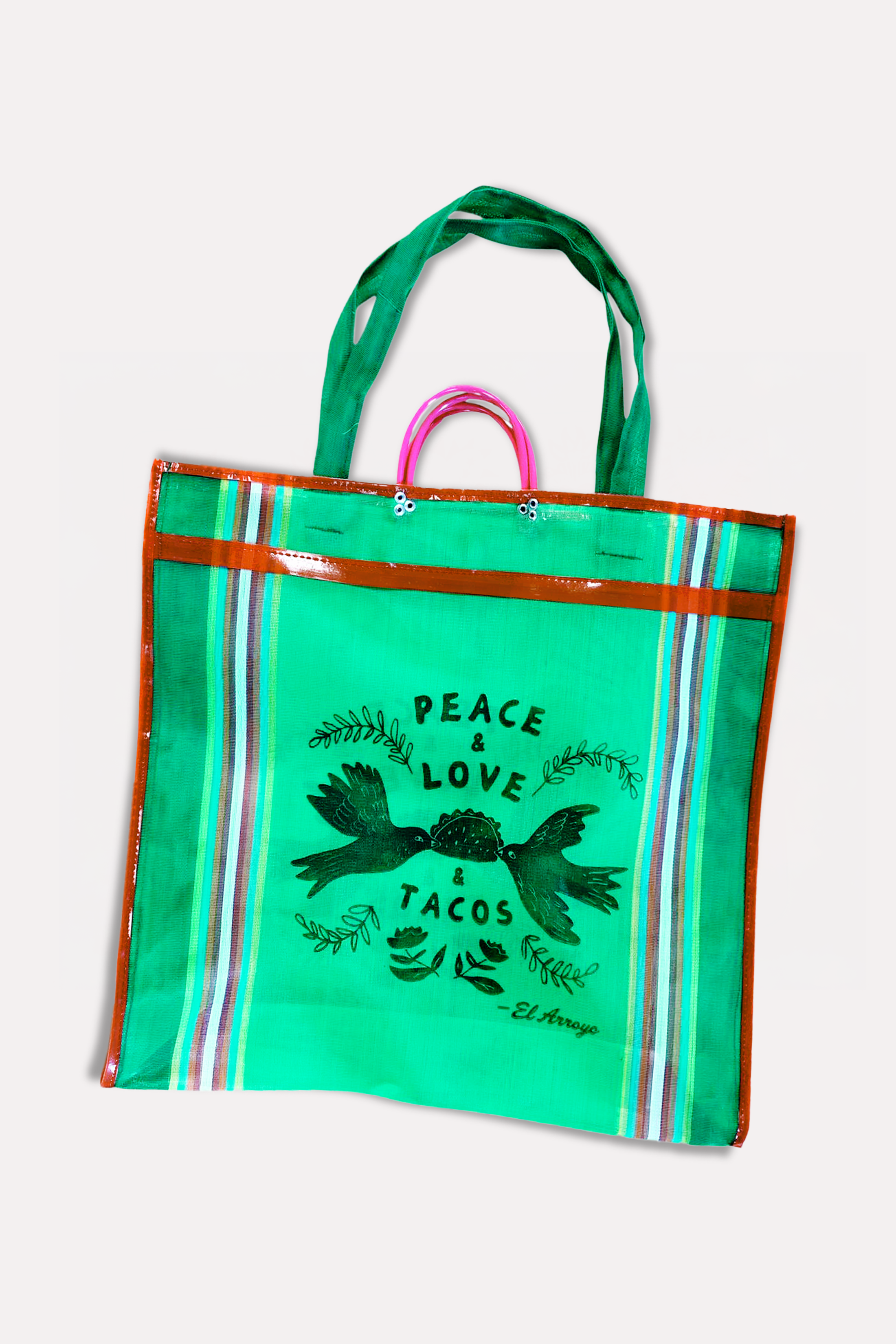 Taco Dove - Green - Large Mesh Tote